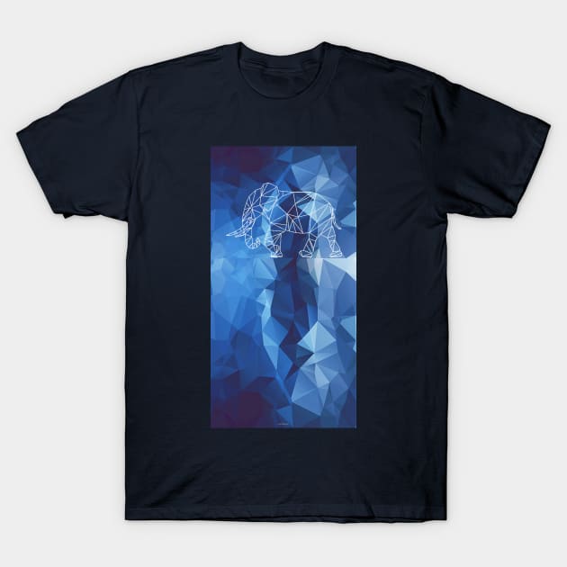 Elephant geometric style blue abstract background T-Shirt by robiman